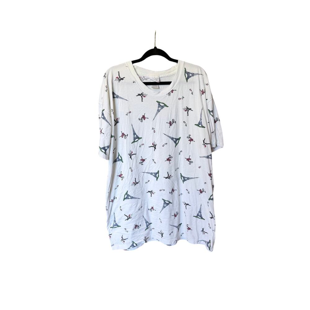Vintage basic editions Paris theme sleep shirt Eiffel Tower one size 100% cotton